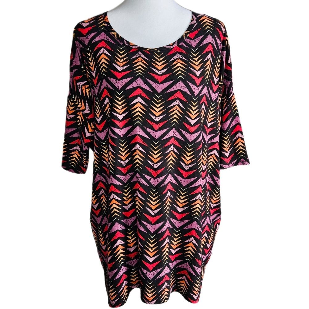 LuLaRoe Simply Comfortable Tunic Women's Medium Colorful Chevron Boho Tribal